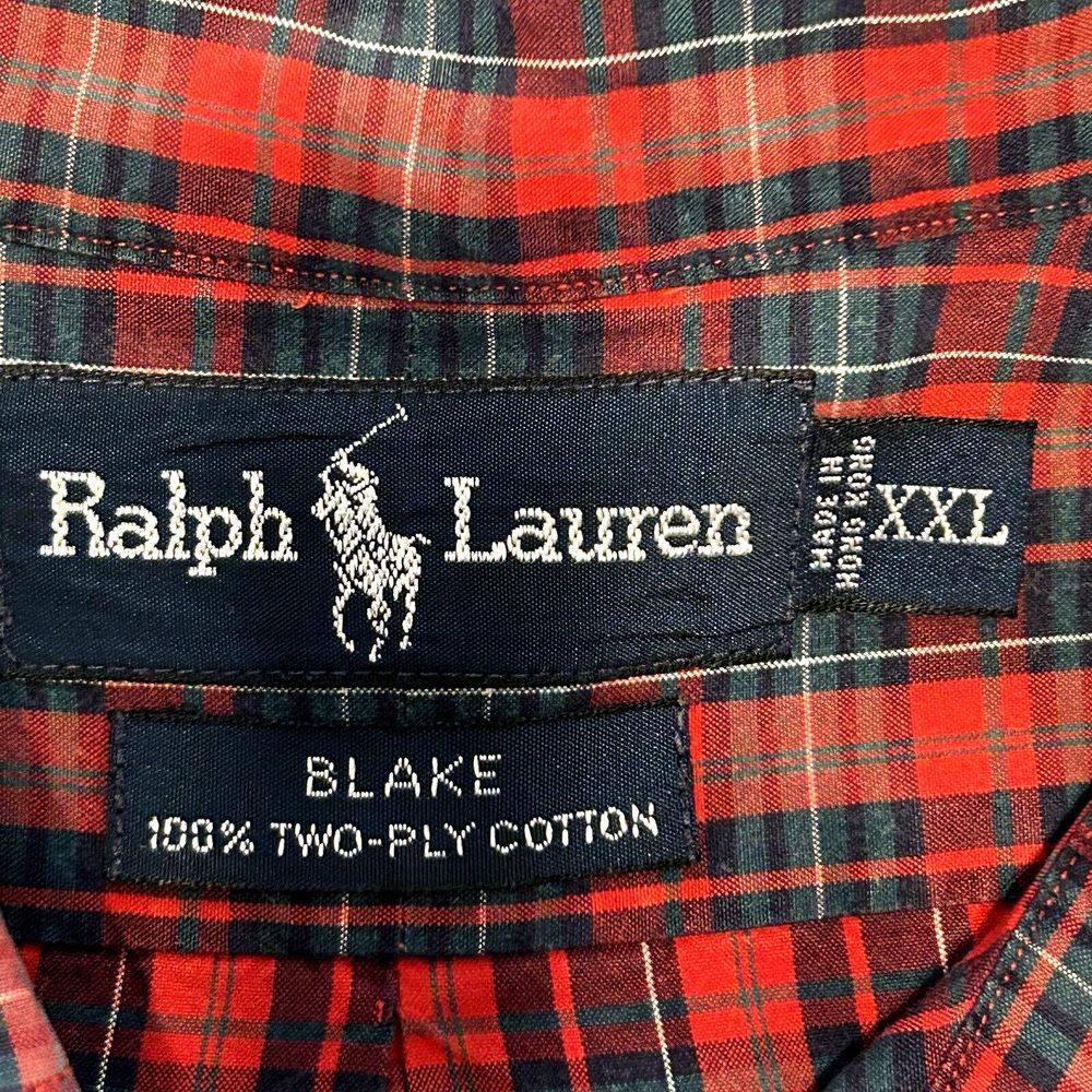 Ralph Lauren Red & Green Plaid “Blake” Cotton Button Down Collared Shirt XXL - Picture 2 of 9